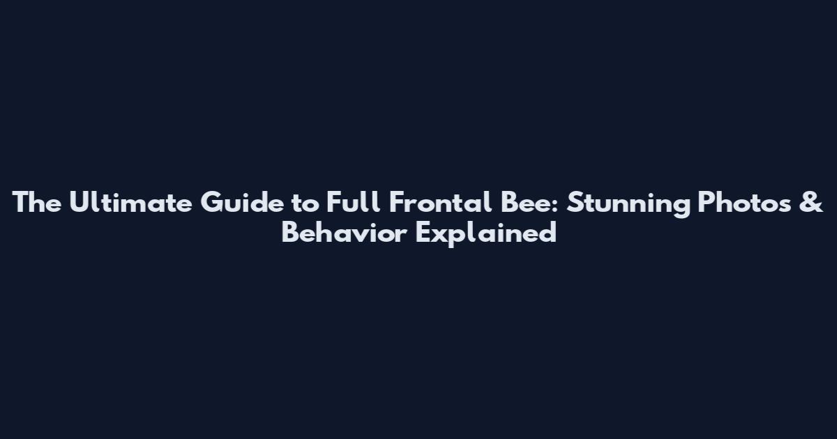 The Ultimate Guide to Full Frontal Bee: Stunning Photos & Behavior Explained