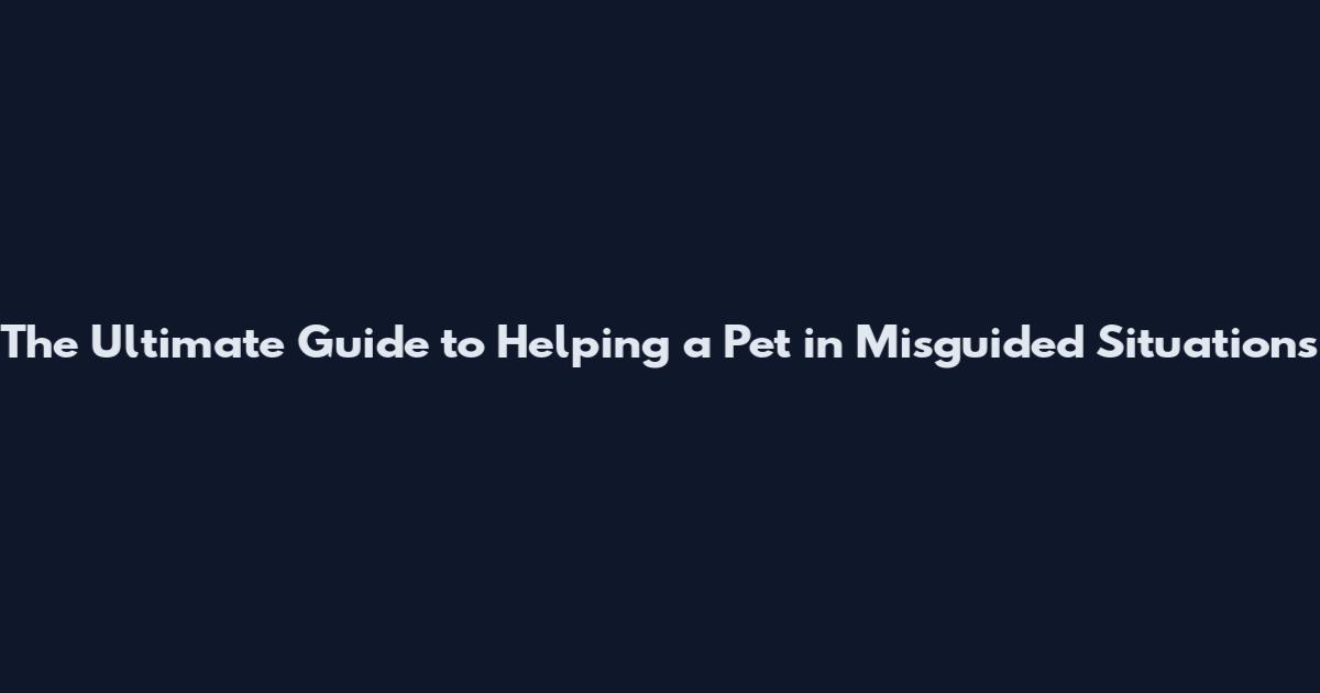 The Ultimate Guide to Helping a Pet in Misguided Situations