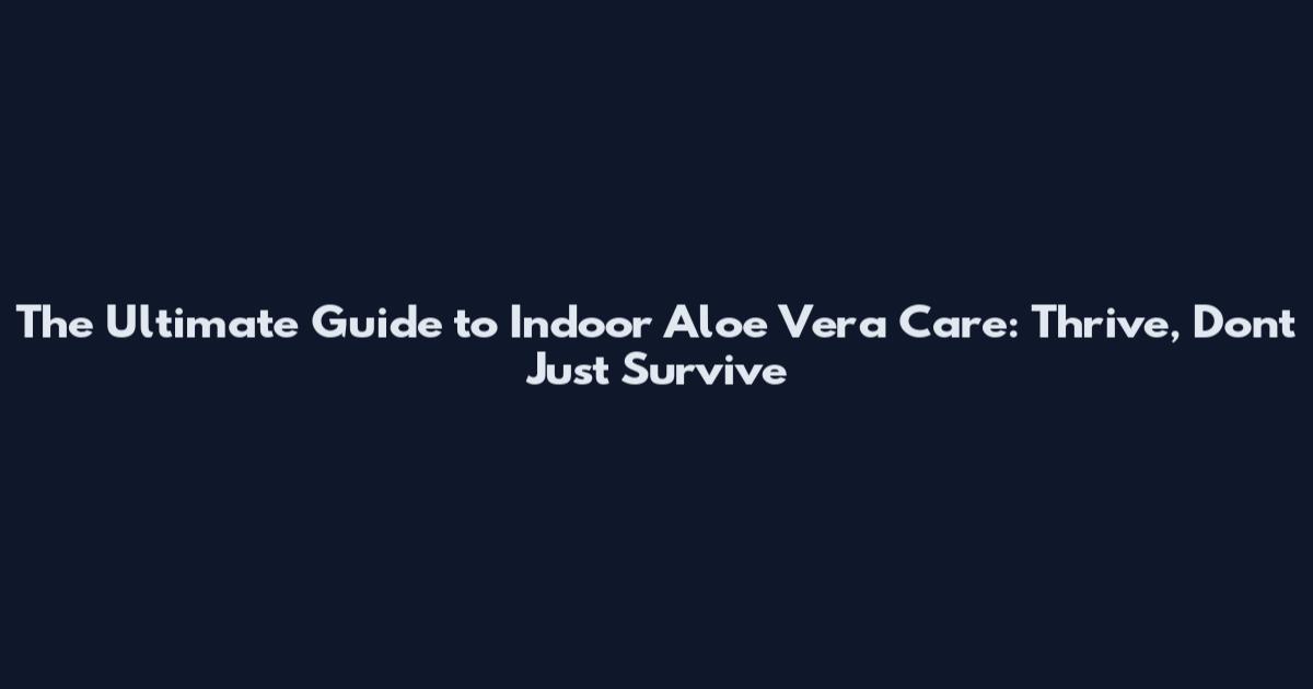 The Ultimate Guide to Indoor Aloe Vera Care: Thrive, Don't Just Survive