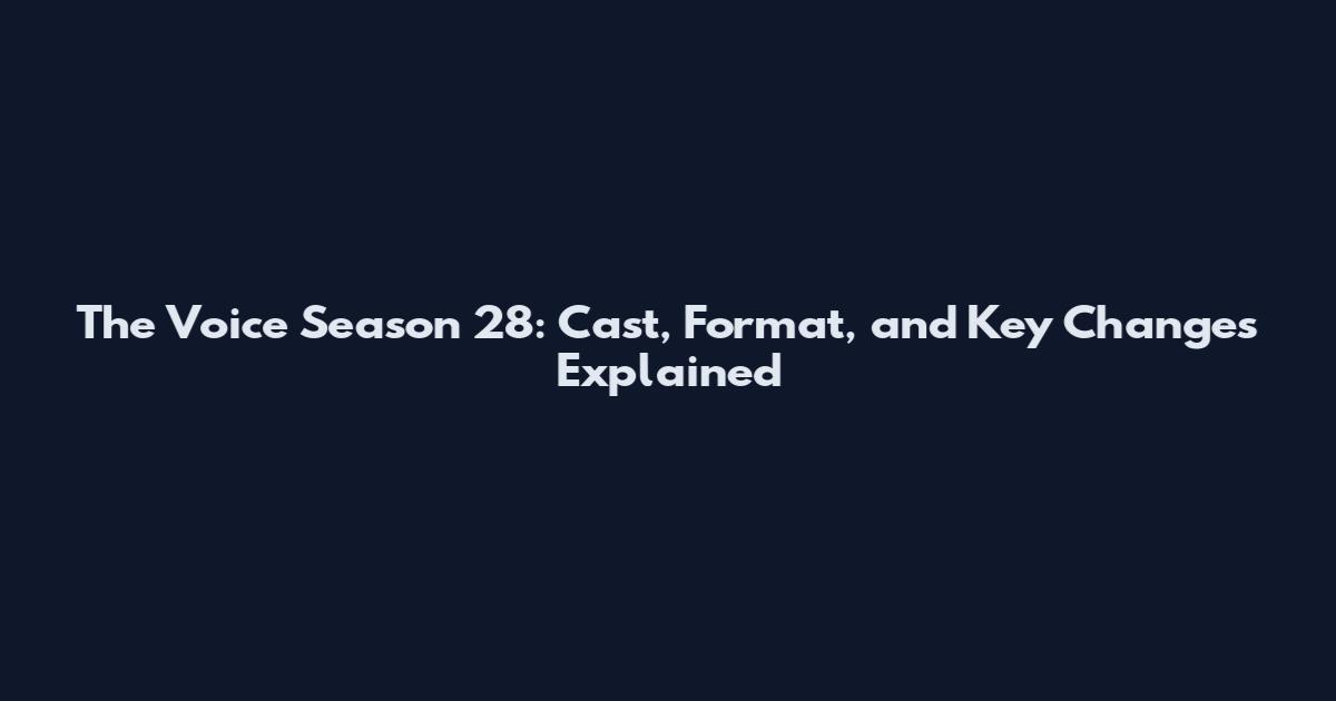 The Voice Season 28: Cast, Format, and Key Changes Explained