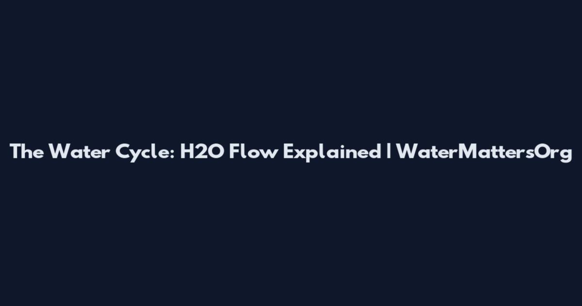 The Water Cycle: H2O Flow Explained | WaterMattersOrg