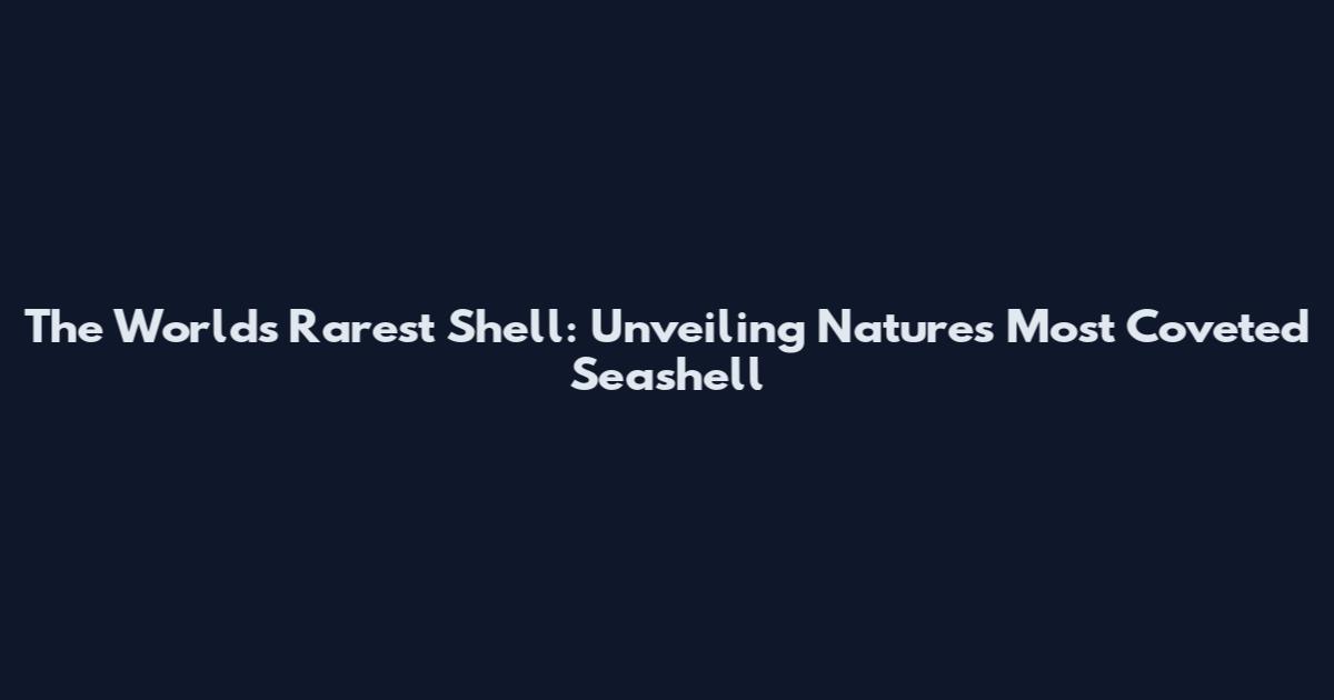 The World's Rarest Shell: Unveiling Nature's Most Coveted Seashell