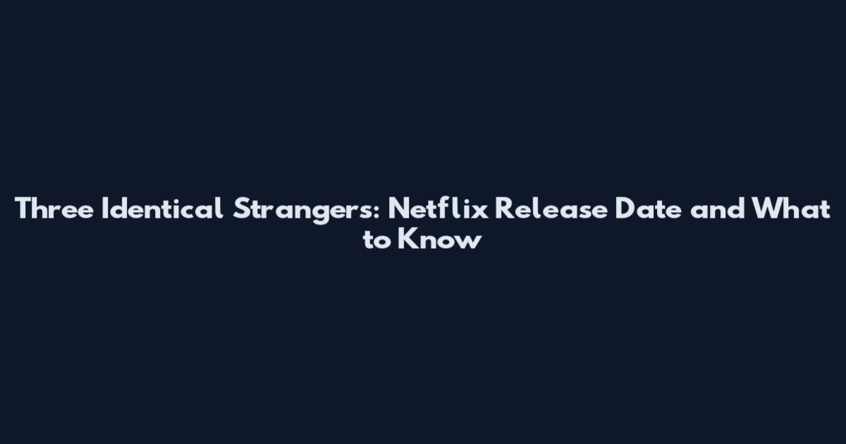 Three Identical Strangers: Netflix Release Date and What to Know