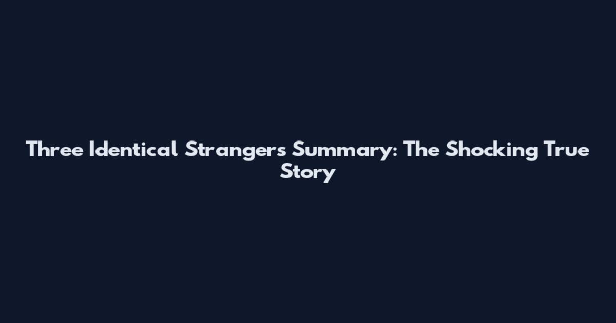 Three Identical Strangers Summary: The Shocking True Story