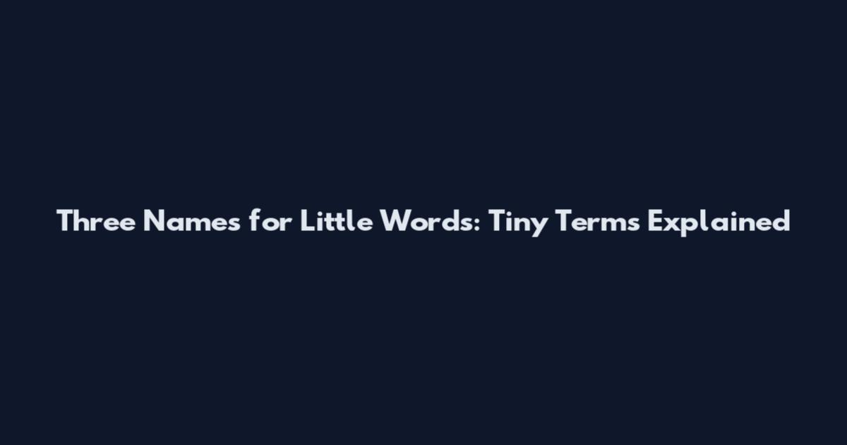 Three Names for Little Words: Tiny Terms Explained