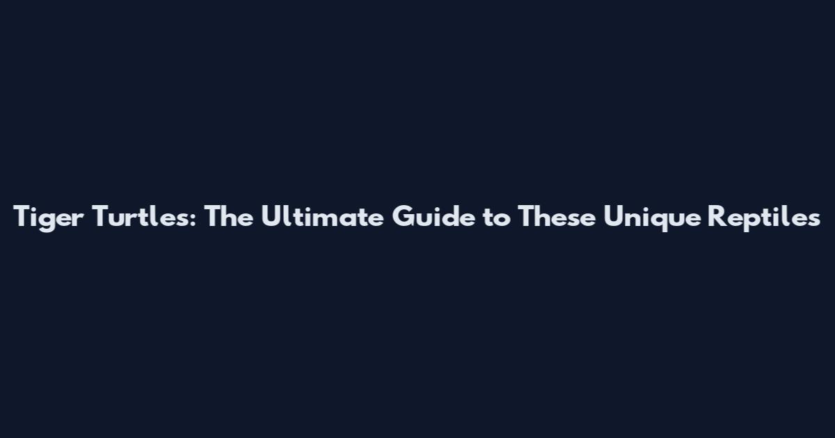 Tiger Turtles: The Ultimate Guide to These Unique Reptiles