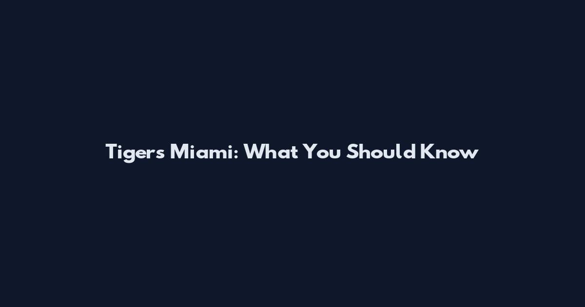 Tigers Miami: What You Should Know