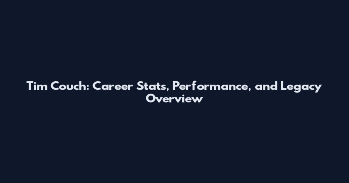 Tim Couch: Career Stats, Performance, and Legacy Overview