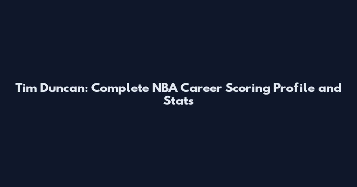 Tim Duncan: Complete NBA Career Scoring Profile and Stats
