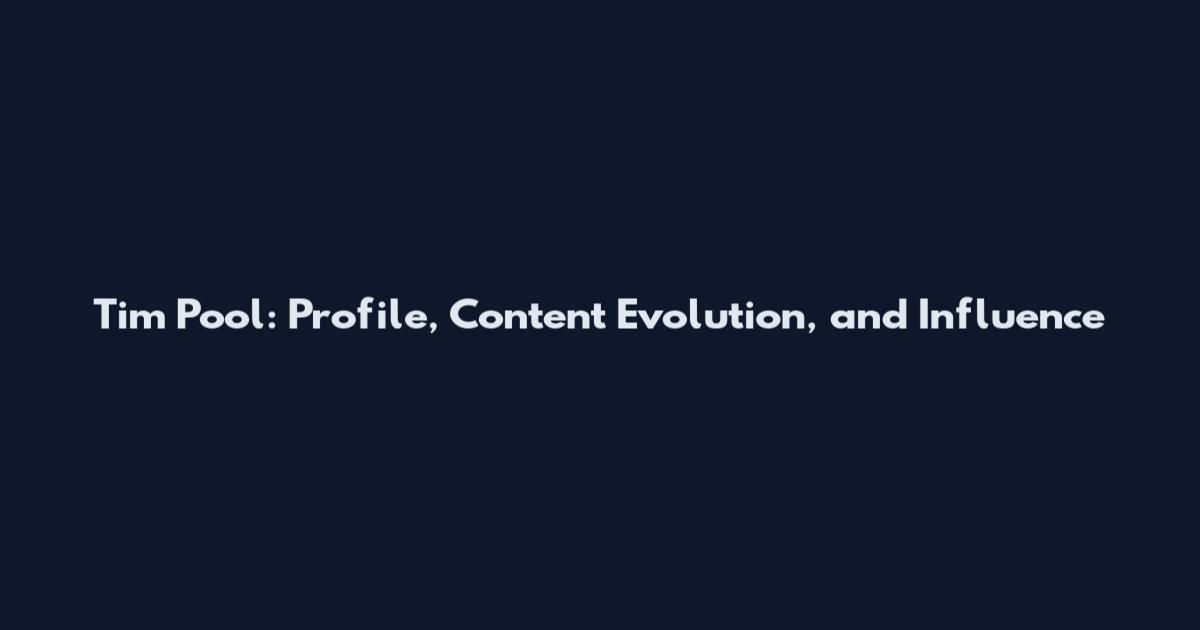 Tim Pool: Profile, Content Evolution, and Influence
