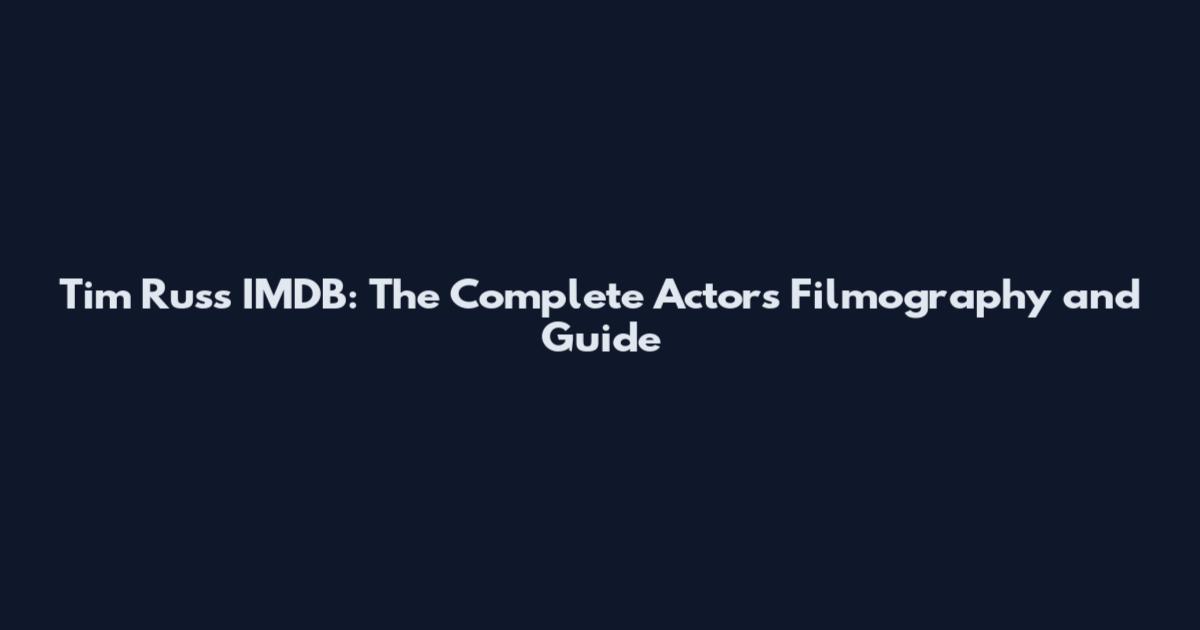 Tim Russ IMDB: The Complete Actor's Filmography and Guide