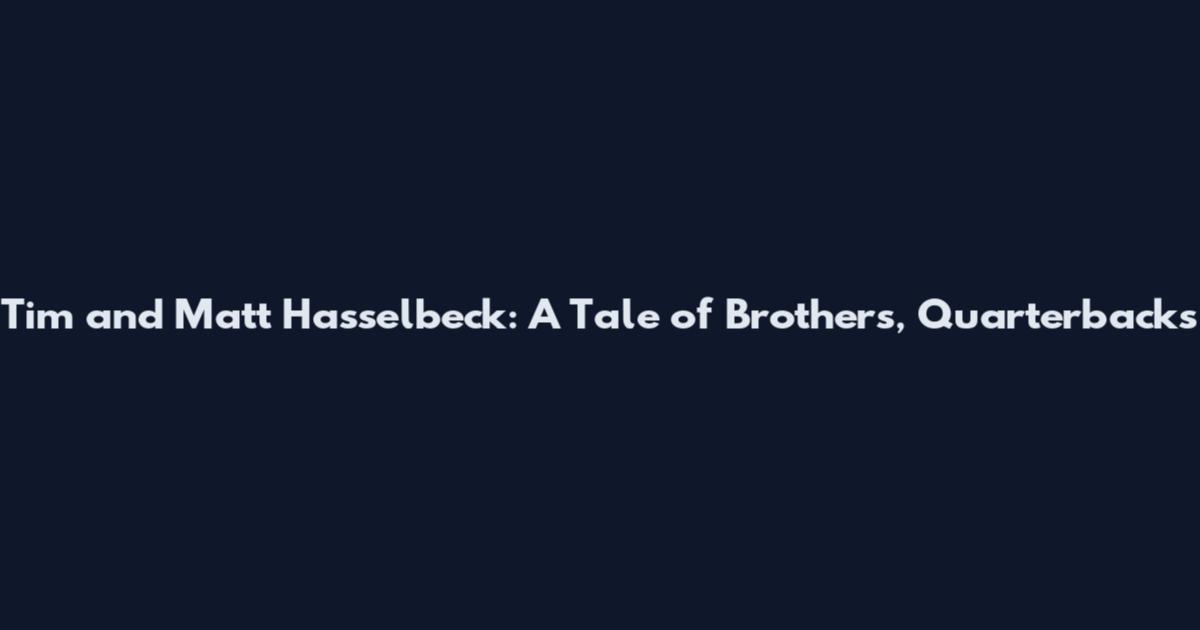 Tim and Matt Hasselbeck: A Tale of Brothers, Quarterbacks