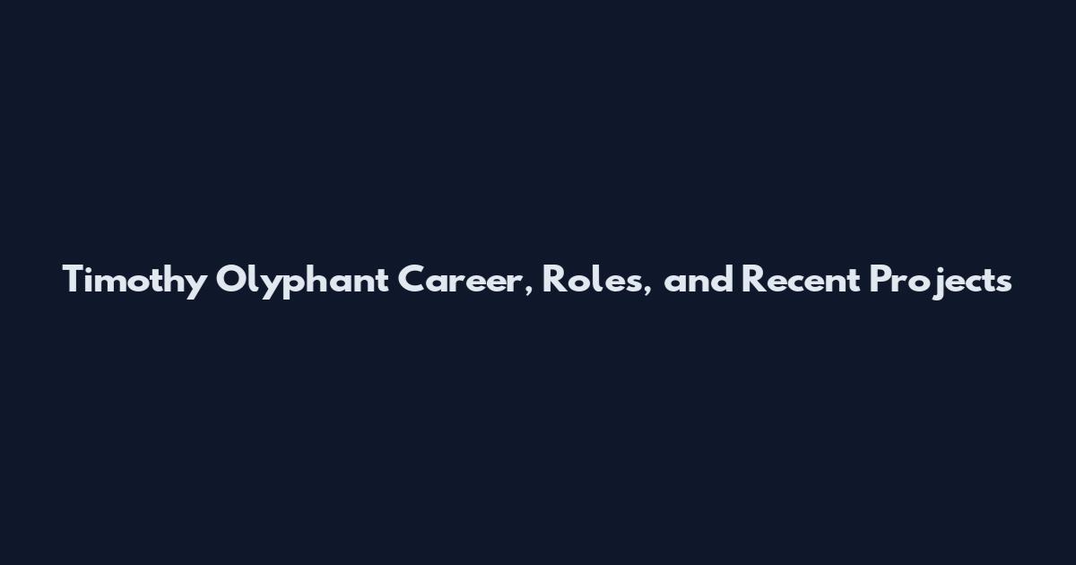 Timothy Olyphant Career, Roles, and Recent Projects