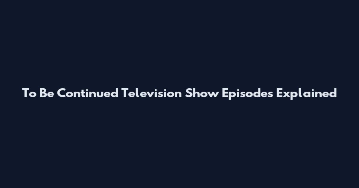 To Be Continued Television Show Episodes Explained