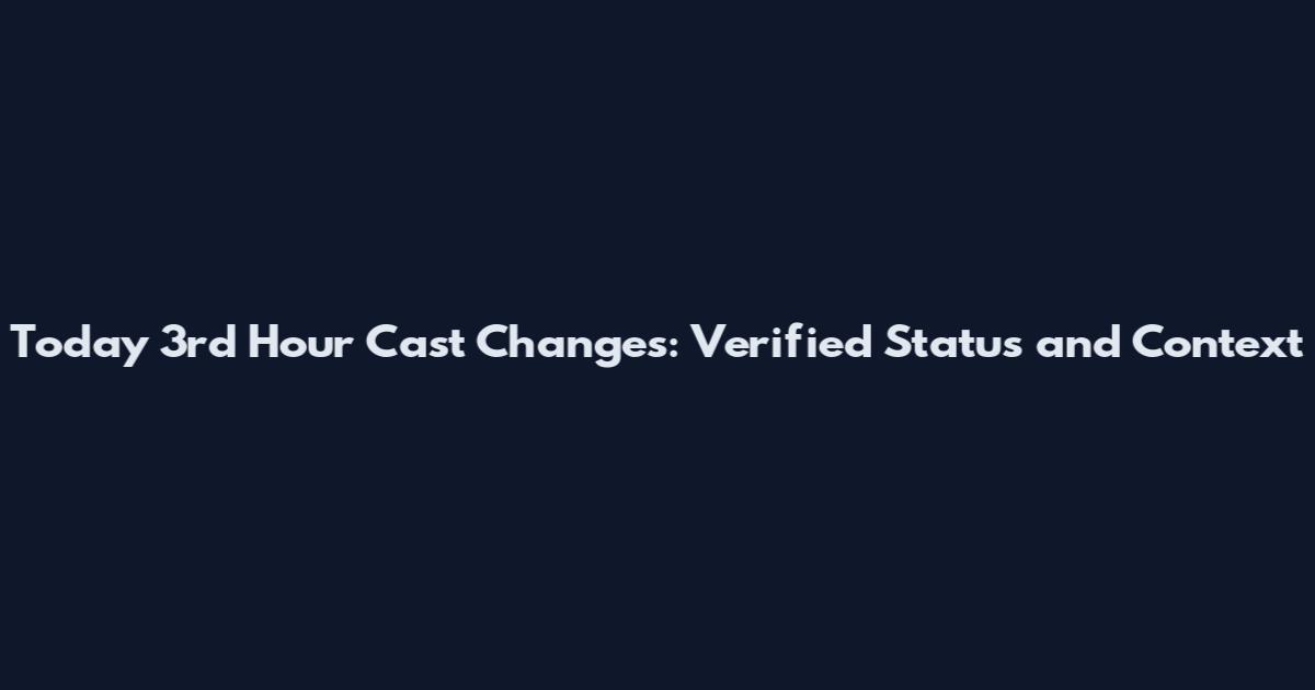 Today 3rd Hour Cast Changes: Verified Status and Context