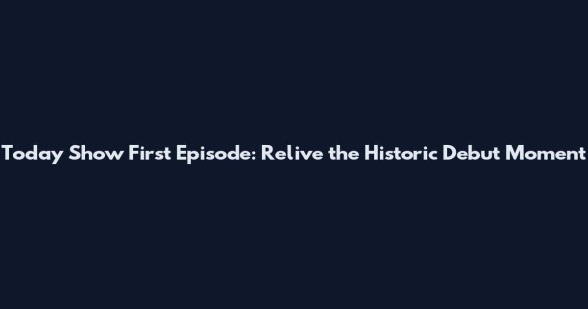 Today Show First Episode: Relive the Historic Debut Moment