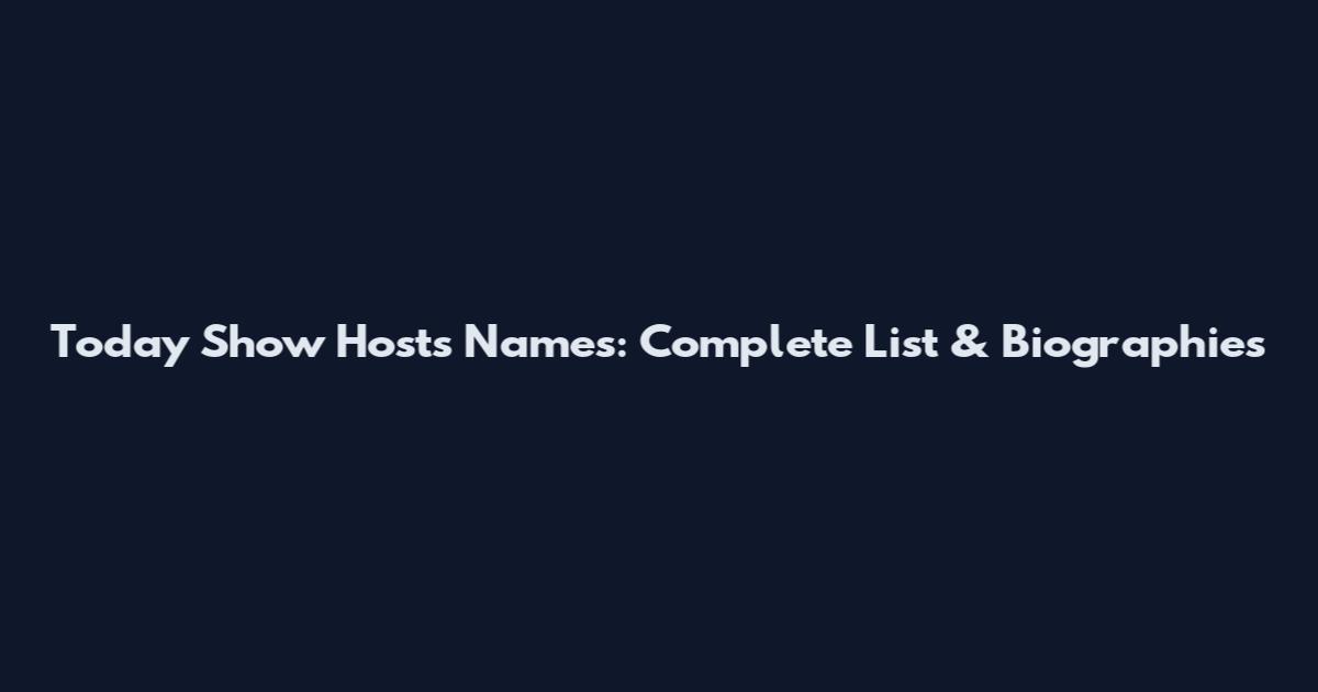 Today Show Hosts Names: Complete List & Biographies