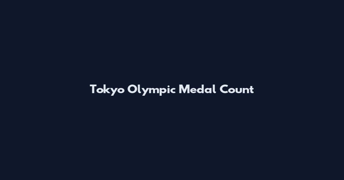 Tokyo Olympic Medal Count