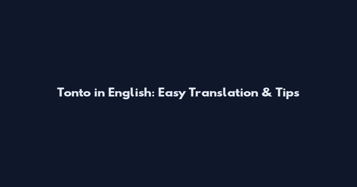 Tonto in English: Easy Translation & Tips