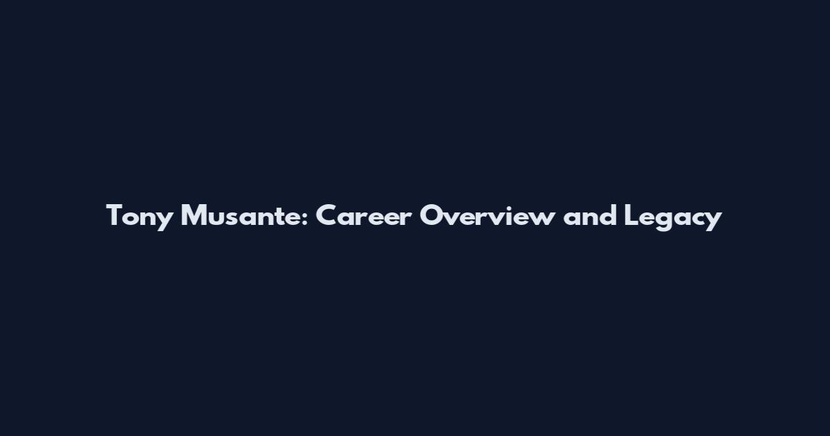 Tony Musante: Career Overview and Legacy