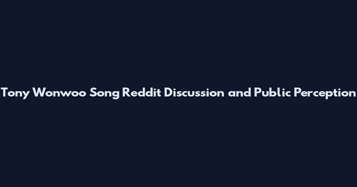 Tony Wonwoo Song Reddit Discussion and Public Perception