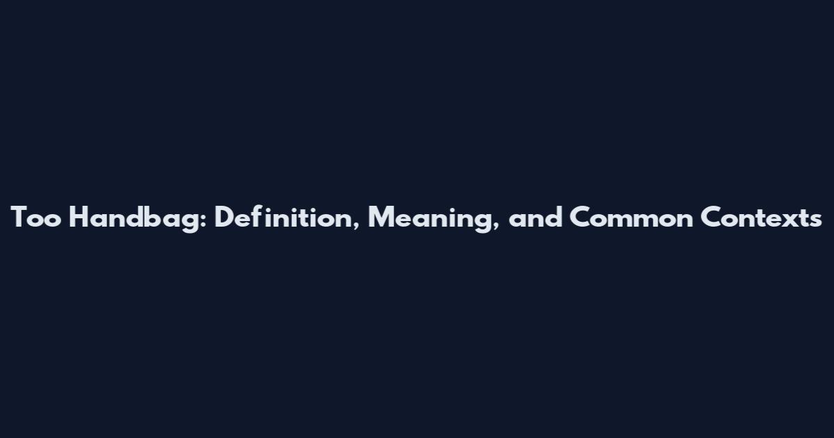 Too Handbag: Definition, Meaning, and Common Contexts