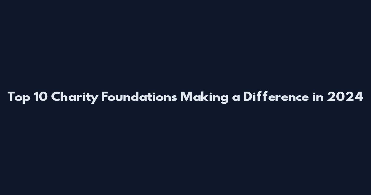 Top 10 Charity Foundations Making a Difference in 2024