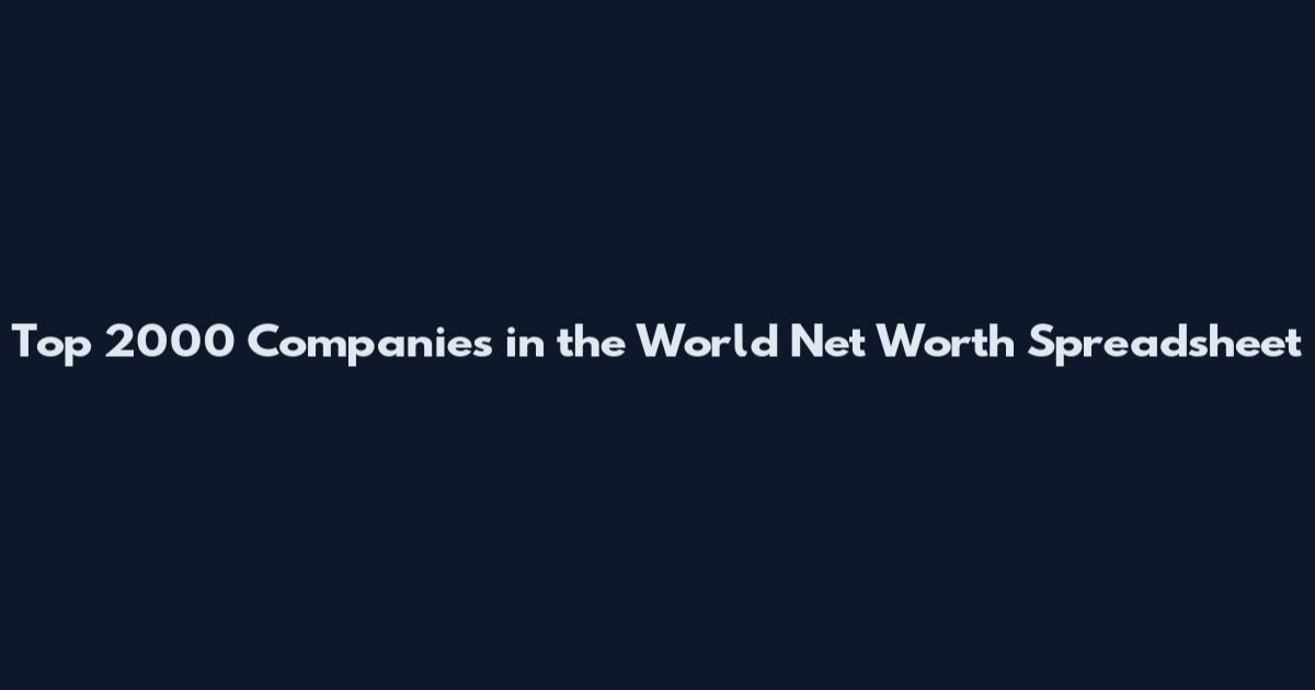 Top 2000 Companies in the World Net Worth Spreadsheet