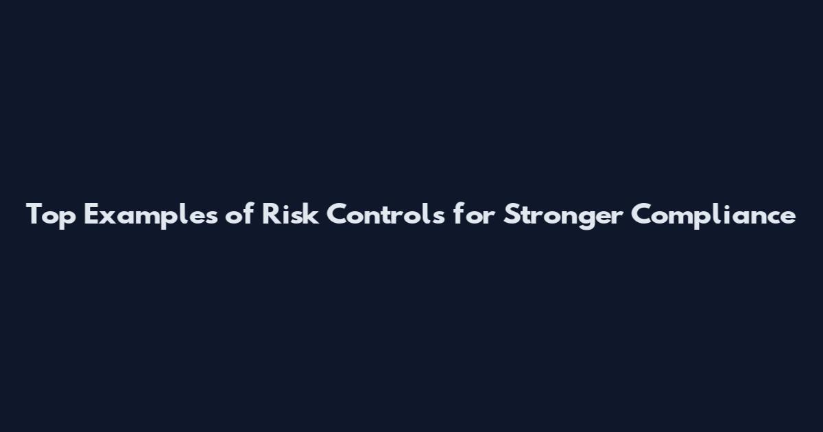 Top Examples of Risk Controls for Stronger Compliance