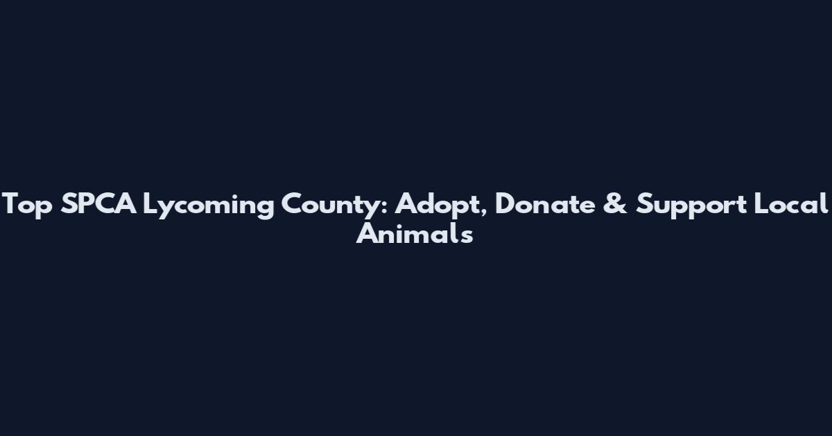 Top SPCA Lycoming County: Adopt, Donate & Support Local Animals
