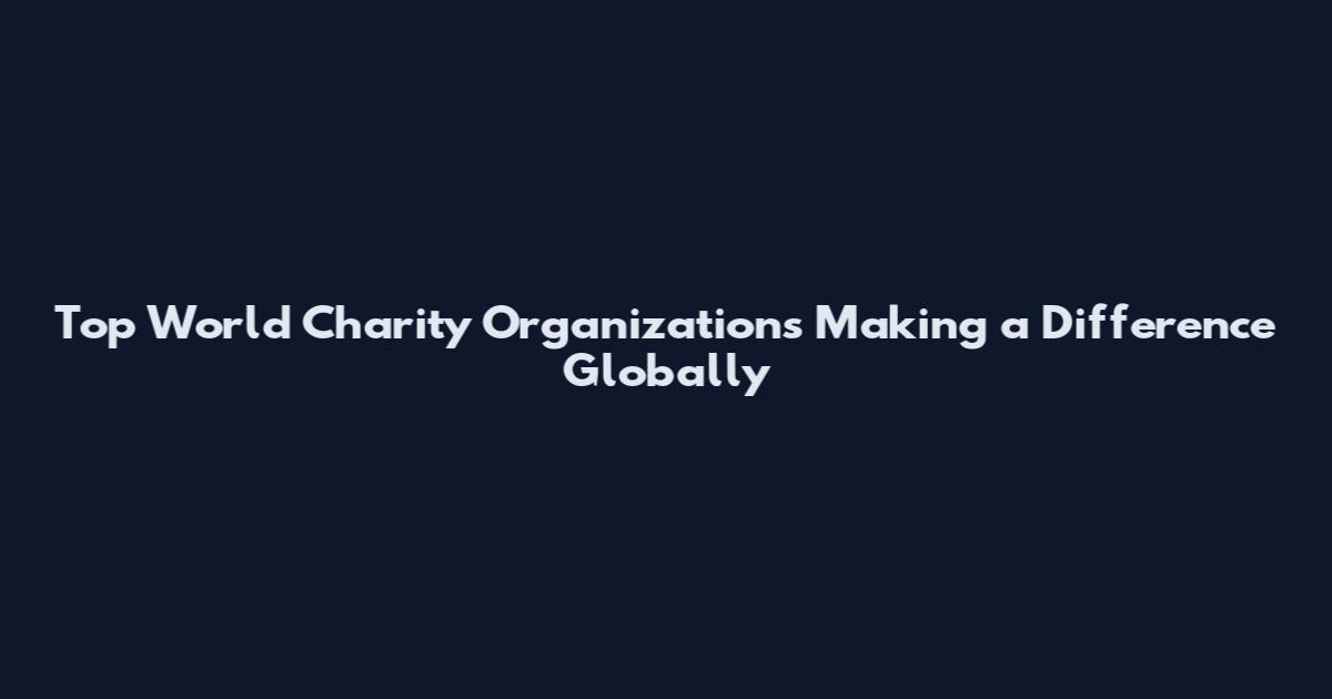 Top World Charity Organizations Making a Difference Globally