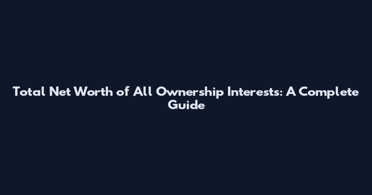 Total Net Worth of All Ownership Interests: A Complete Guide