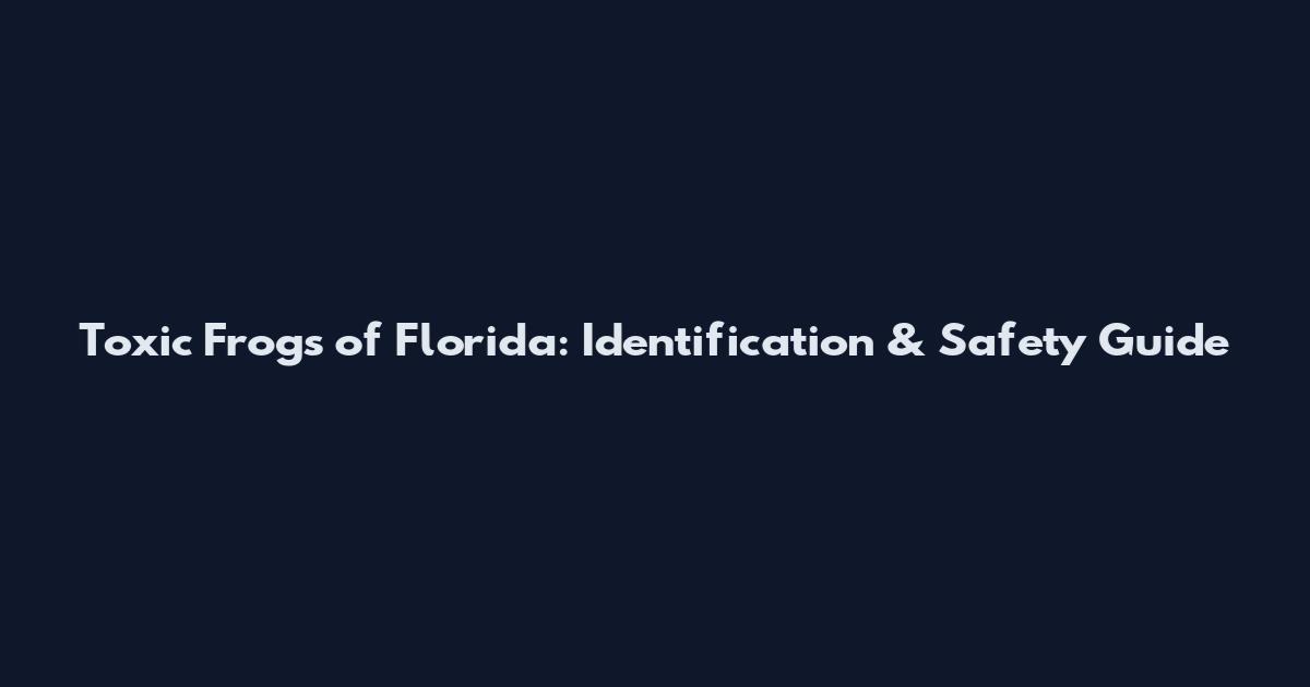Toxic Frogs of Florida: Identification & Safety Guide