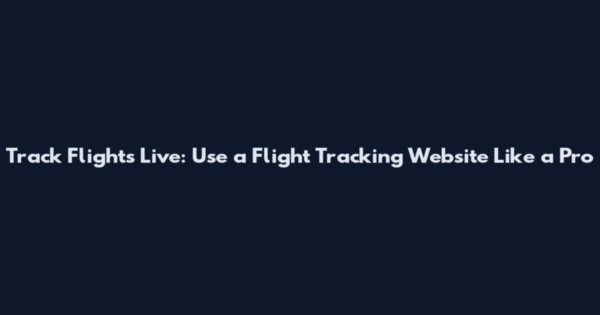 Track Flights Live: Use a Flight Tracking Website Like a Pro