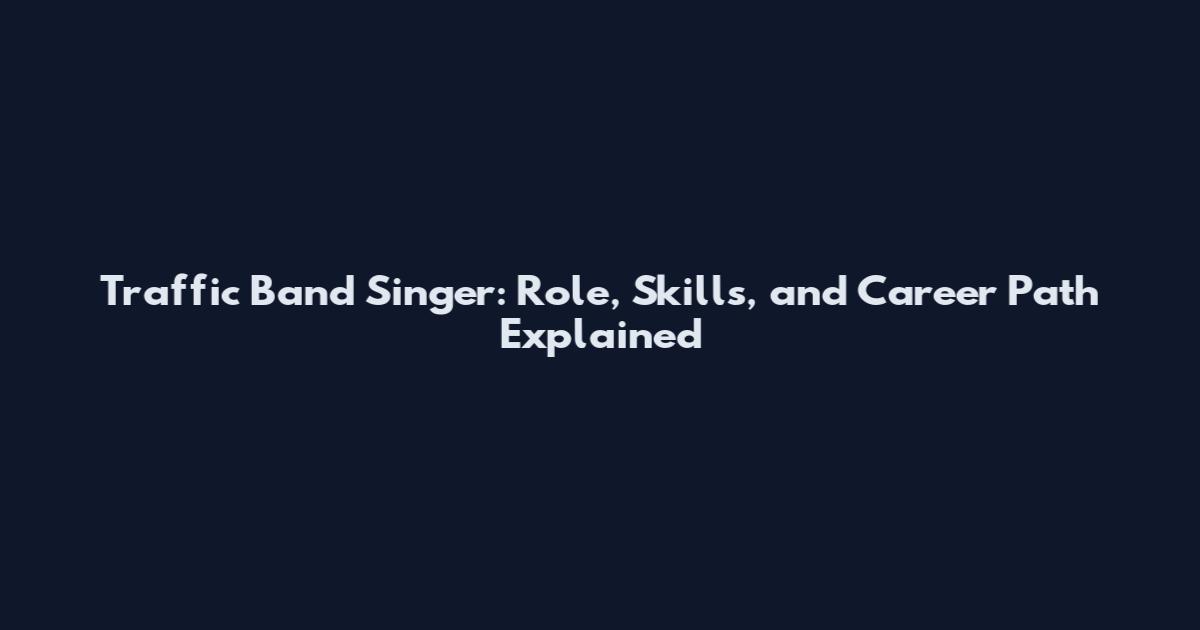 Traffic Band Singer: Role, Skills, and Career Path Explained