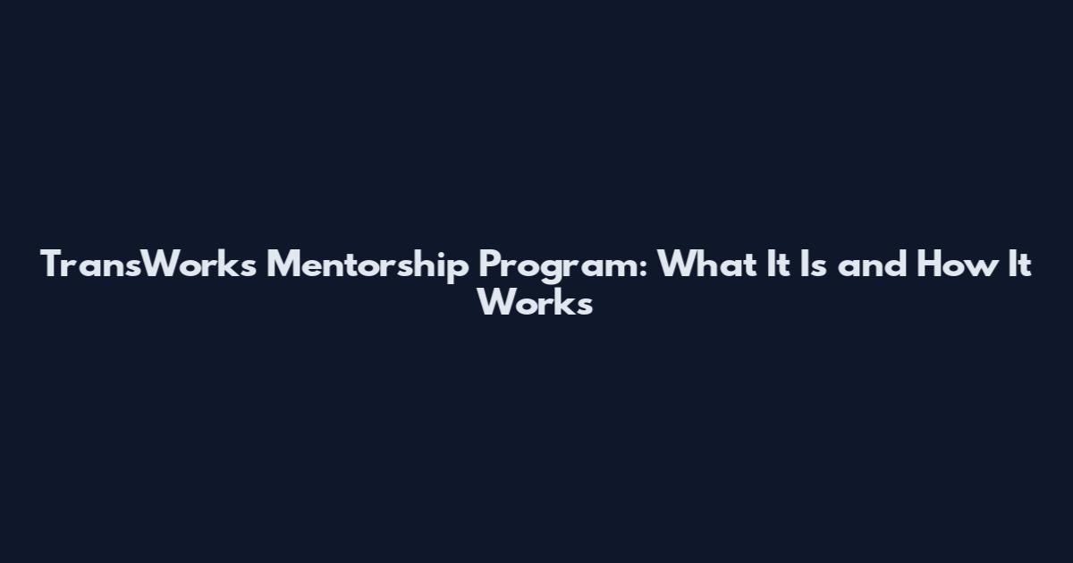 TransWorks Mentorship Program: What It Is and How It Works
