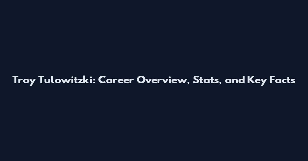 Troy Tulowitzki: Career Overview, Stats, and Key Facts