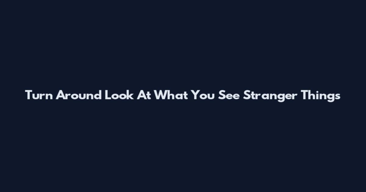 Turn Around Look At What You See Stranger Things