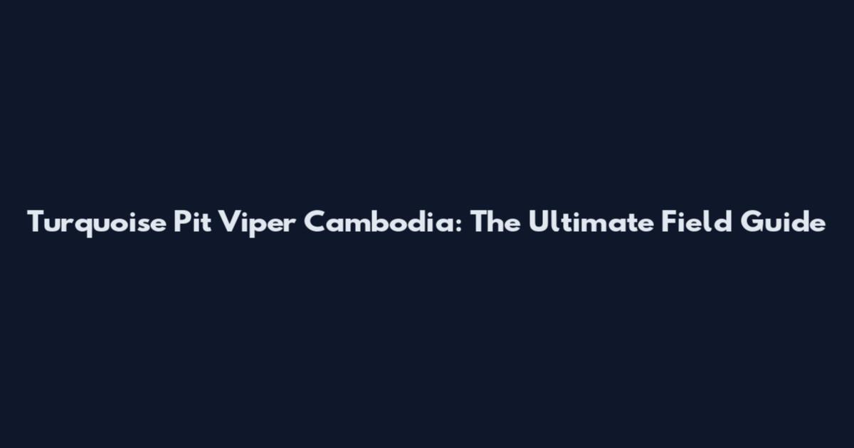 Turquoise Pit Viper Cambodia: The Ultimate Field Guide