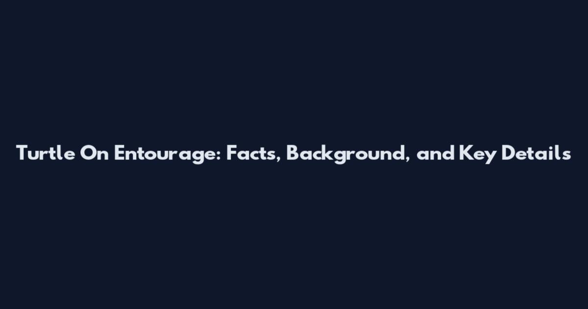 Turtle On Entourage: Facts, Background, and Key Details
