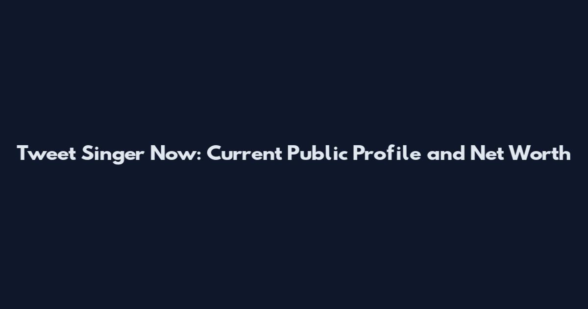 Tweet Singer Now: Current Public Profile and Net Worth