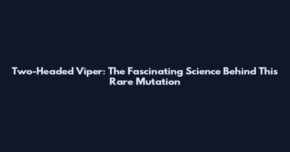 Two-Headed Viper: The Fascinating Science Behind This Rare Mutation