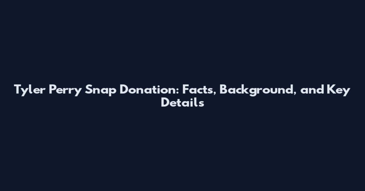 Tyler Perry Snap Donation: Facts, Background, and Key Details