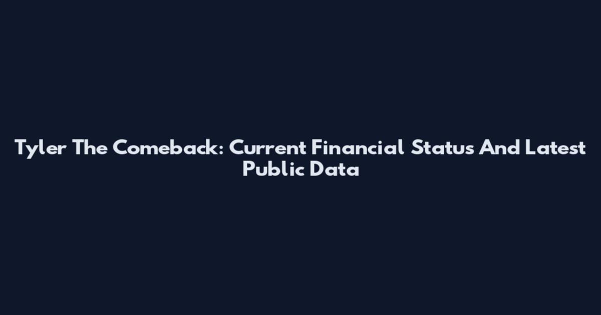 Tyler The Comeback: Current Financial Status And Latest Public Data