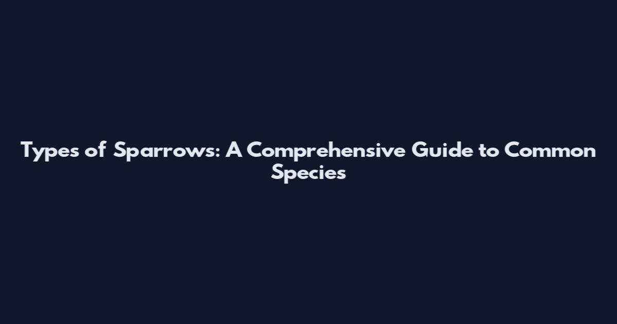 Types of Sparrows: A Comprehensive Guide to Common Species