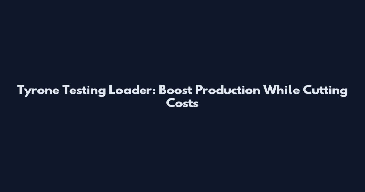 Tyrone Testing Loader: Boost Production While Cutting Costs