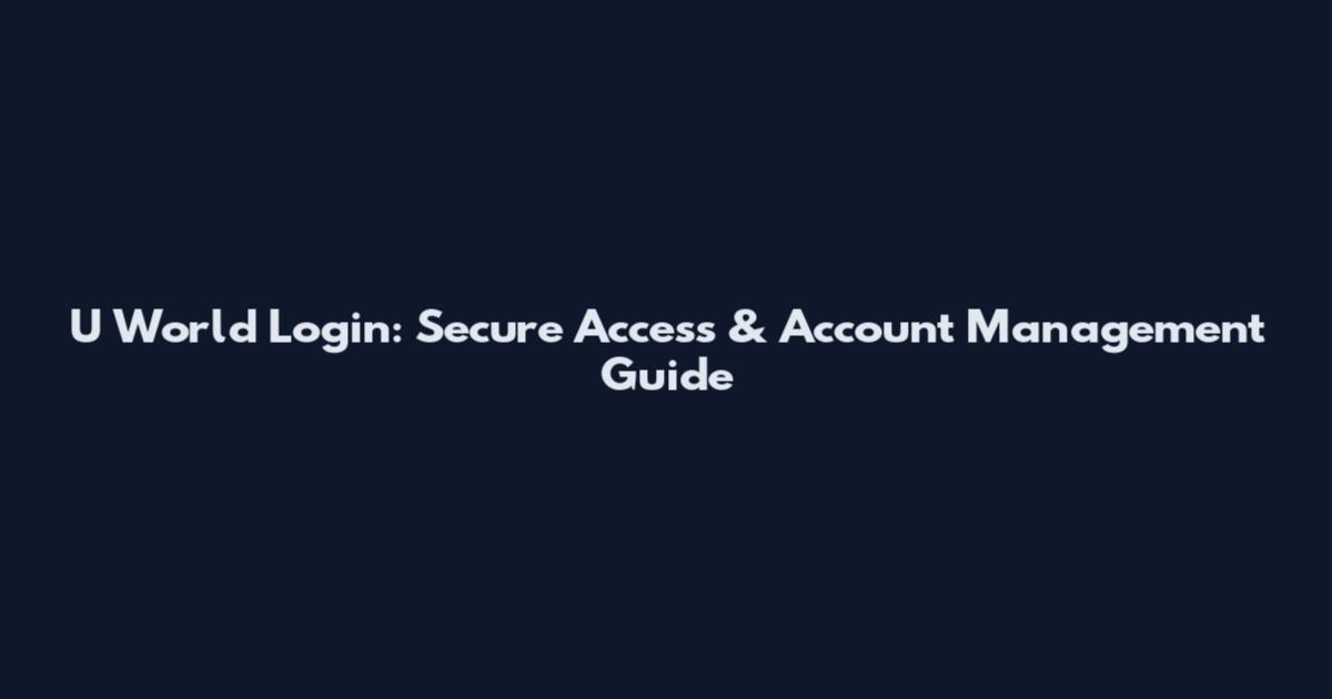 U World Login: Secure Access & Account Management Guide