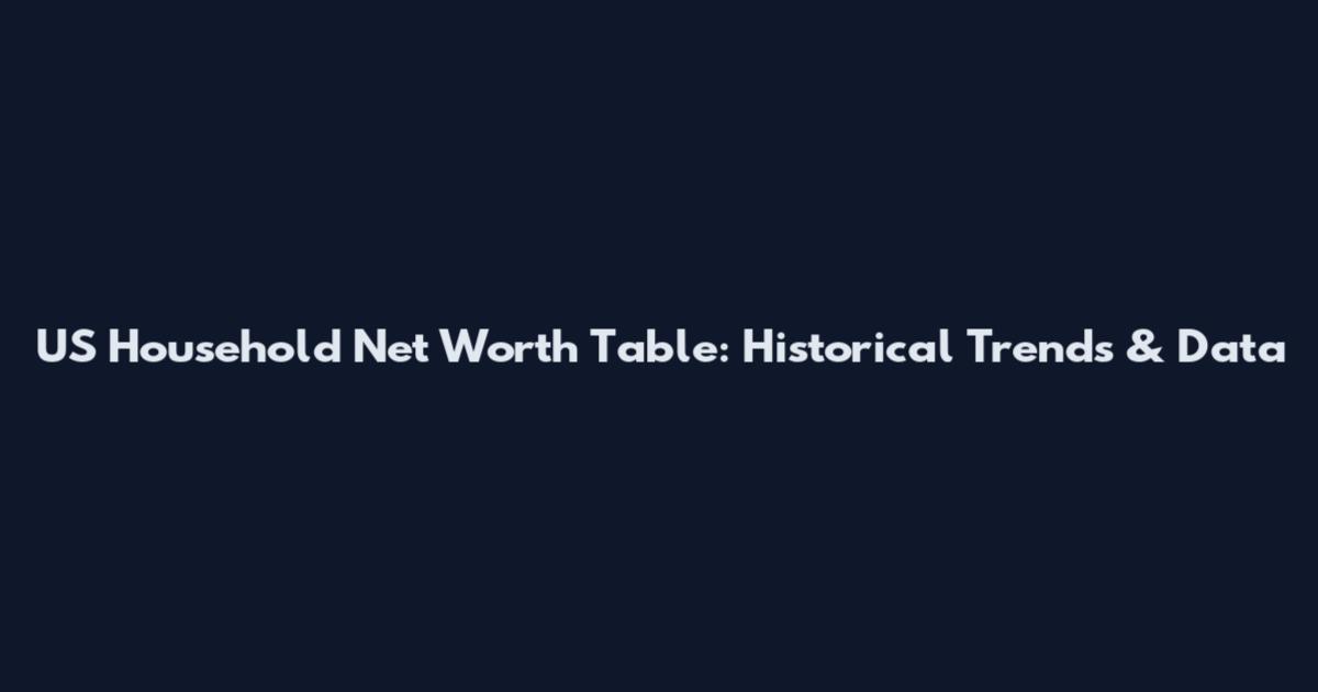US Household Net Worth Table: Historical Trends & Data
