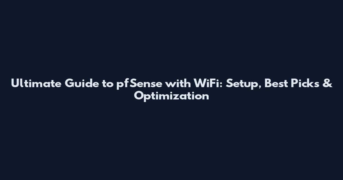 Ultimate Guide to pfSense with WiFi: Setup, Best Picks & Optimization