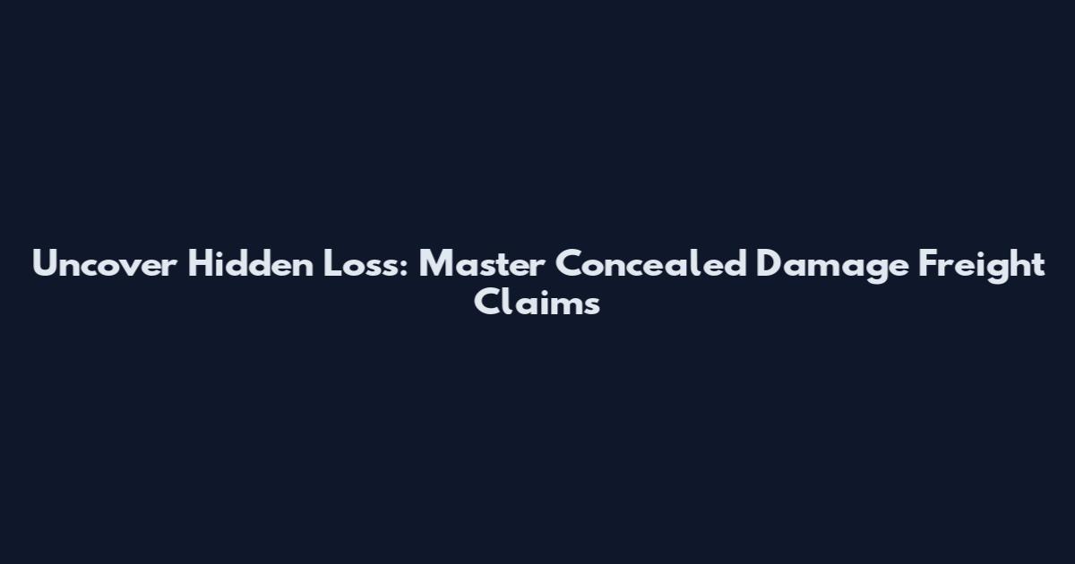 Uncover Hidden Loss: Master Concealed Damage Freight Claims